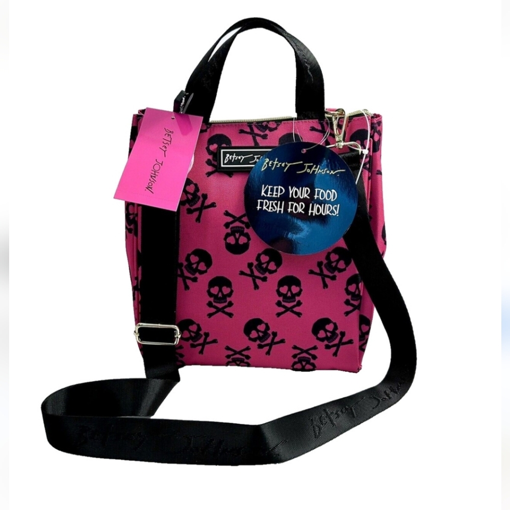 Betsey Johnson Skull Zip Top Lunch Tote